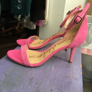 Sam Edelman pink suede heeled stiletto sandals